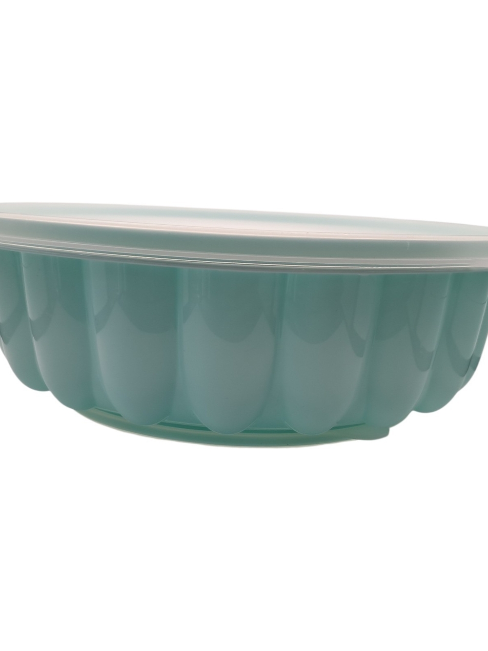 ​Vintage Tupperware Jel-Ring Jello Mold Light Teal Blue 2 Piece Set Gelatin Mold